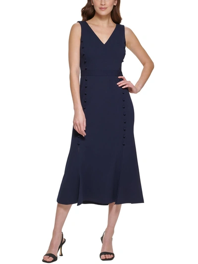 Calvin Klein Womens Scuba Tea-length Sheath Dress In Multi
