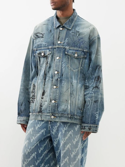 Balenciaga Oversize Cotton Denim Jacket In Light Blue