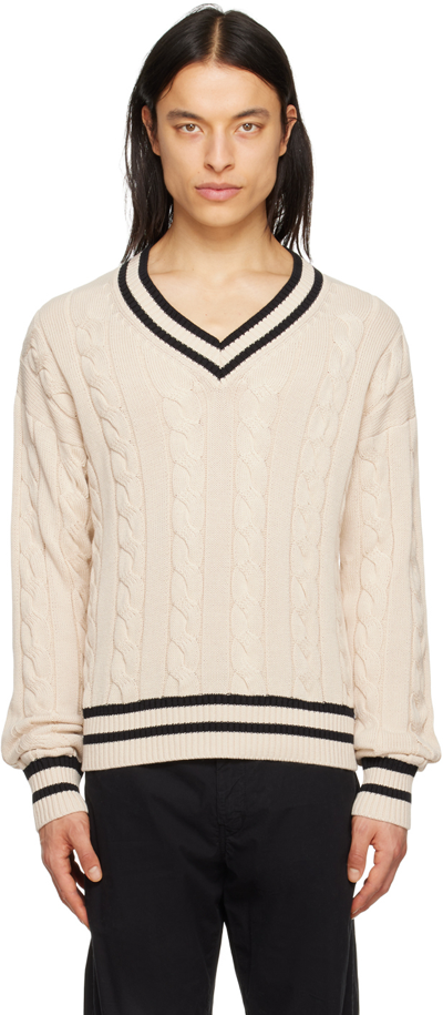 Aspesi Off-white Rib Sweater In 05042 - Naturale / N