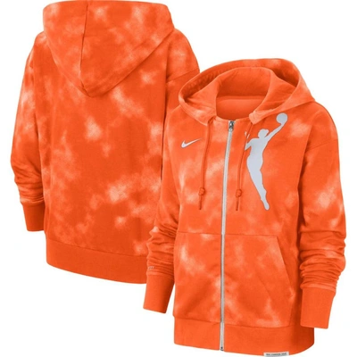 Nike Orange Wnba Logowoman Team 13 Tie-dye Performance Full-zip Hoodie
