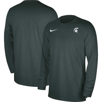 Nike Green Michigan State Spartans 2023 Sideline Coaches Long Sleeve Performance Top
