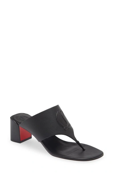 Christian Louboutin Cl Logo Block Heel Sandal In Black