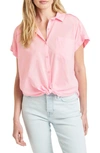 Splendid Paige High-low Cotton Blend Button-up Shirt In Pink