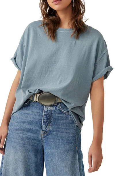 Free People space dye long sleeve cut-out T-shirt in blue