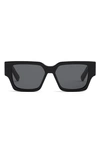 Dior 55mm Square Sunglasses In Shiny Black / Smoke