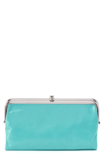 Hobo Lauren Leather Double Frame Clutch In Light Aqua