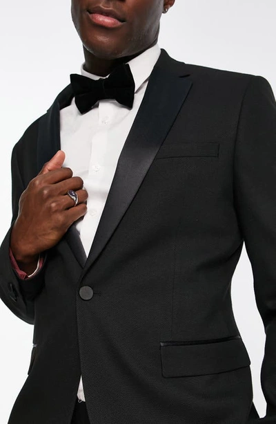 Topman Skinny Tuxedo Jacket In Black