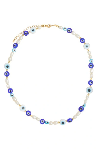 Petit Moments Shadow Beaded Necklace In Blue