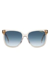 Carrera Eyewear 55mm Rectangular Sunglasses In Beige/ Blue Shaded