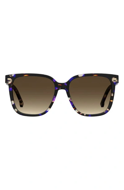 Carrera Eyewear 55mm Rectangular Sunglasses In Violet Havana/ Brown Gradient