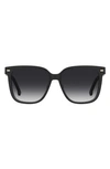 Carrera Eyewear 55mm Rectangular Sunglasses In Black/ Grey Shaded