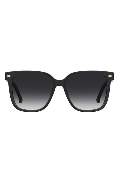 Carrera Eyewear 55mm Rectangular Sunglasses In Black/ Grey Shaded