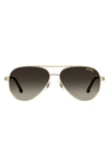Carrera Eyewear 58mm Aviator Sunglasses In Gold Havana/ Brown Gradient
