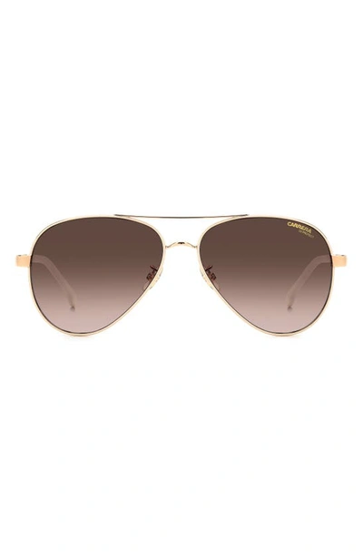 Carrera Eyewear 58mm Aviator Sunglasses In White Copper Gold/ Brown