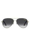 Carrera Eyewear 58mm Aviator Sunglasses In Black Gold/ Grey Shaded