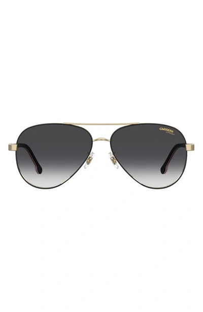 Carrera Eyewear 58mm Aviator Sunglasses In Black Gold/ Grey Shaded