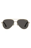 Carrera Eyewear 58mm Aviator Sunglasses In Gold Black/ Gray Polar
