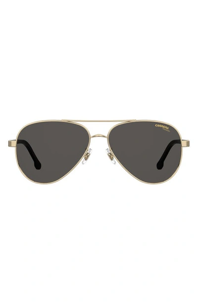 Carrera Eyewear 58mm Aviator Sunglasses In Gold Black/ Gray Polar