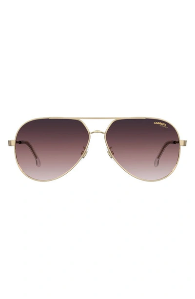 Carrera Eyewear 63mm Polarized Oversize Aviator Sunglasses In Gold Burgundy/ Gradient Pink