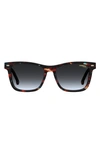 Carrera Eyewear 54mm Gradient Rectangular Sunglasses In Blue Havana/ Grey Shaded