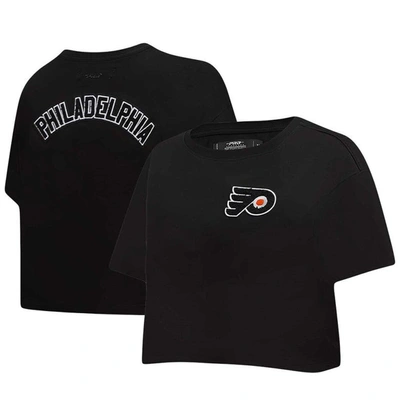 Pro Standard Black Philadelphia Flyers Classic Boxy Cropped T-shirt
