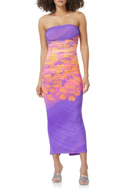 Afrm Marlo Placed Floral Strapless Dress In Placed Tropical Floral