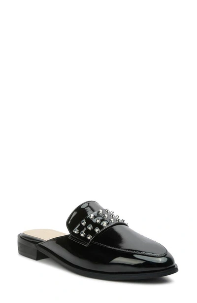Rag & Co Yashta Patent Studded Flat Mule In Black