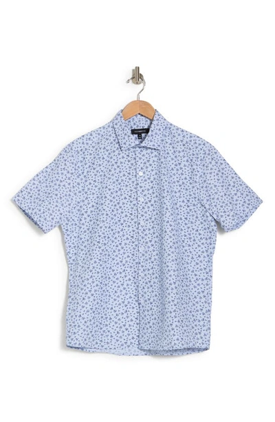 Westzeroone Brysen Ditsy Floral Short Sleeve Button-up Shirt In Blue