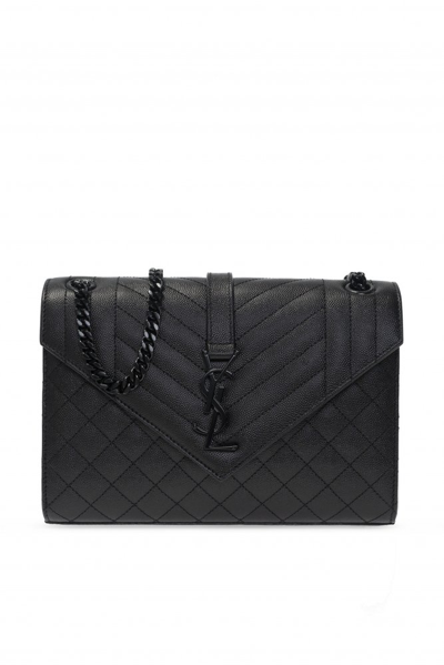 Saint Laurent Envelope Chain Medium Shoulder Bag In Black