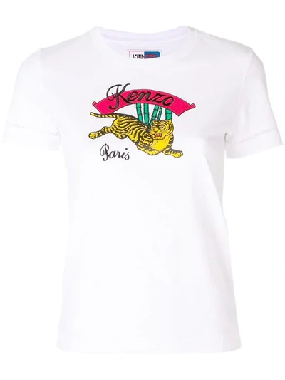 Kenzo Cotton Tiger Archive T-shirt In White