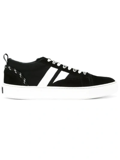 Msgm Suede Striped Sneakers In Black