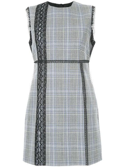 Msgm Lace Trim Check Fitted Dress - Black