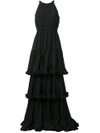 Msgm Ruffled Evening Dress In Black