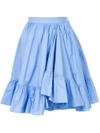 Msgm Frill Hem Full Skirt In Blue