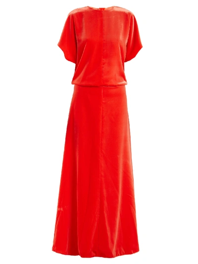 Valentino Round-neck Velvet Gown In Orange