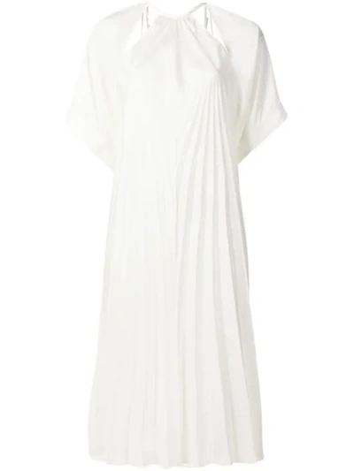 Maison Margiela Pleated Cut-out Satin Dress In White
