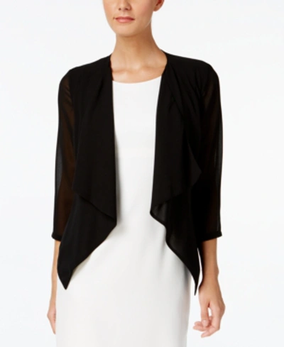 Calvin Klein Illusion-sleeve Draped Cardigan In Black