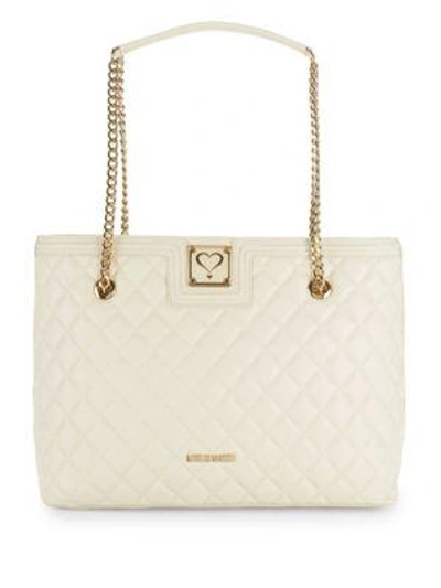 Love Moschino Quilted Chain Tote Bag In Ivory