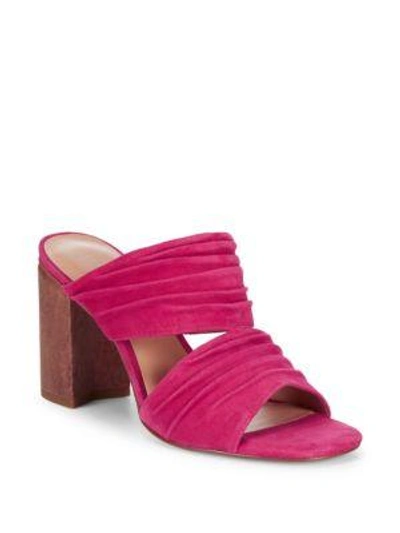 Halston Heritage Block Heel Leather Mule Sandals In Guava