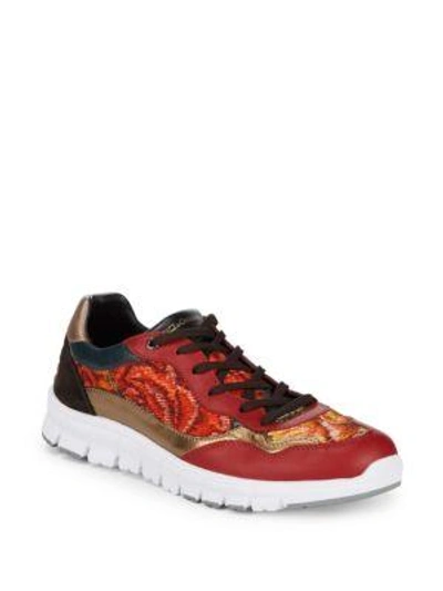 Dolce & Gabbana Lace-up Low-top Sneakers In Red Multi