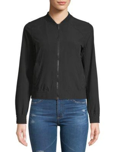 Marc New York Performance Stripe-trimmed Terry Bomber Jacket In Black