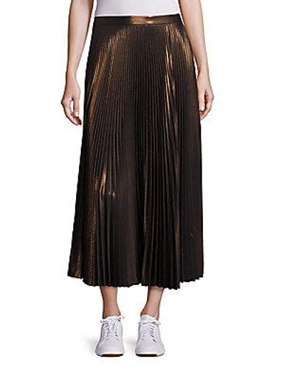 A.l.c Bobby Pleated Metallic Skirt In Rose Gold