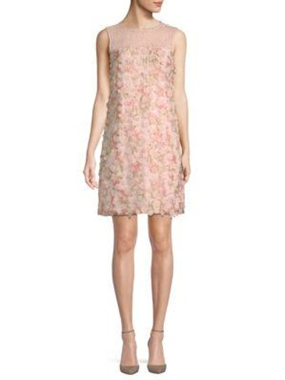 Karl Lagerfeld Floral Appliqué Dress In Rose