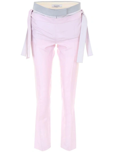 Valentino Silk Shappe Trousers In Water Lilac (pink)