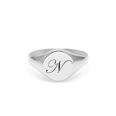 Myia Bonner Initial N Silver Edwardian Signet Ring