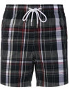 Moncler Checked Swim Shorts In Black