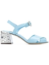 Dolce & Gabbana Crystal Heeled Sandals In Blue