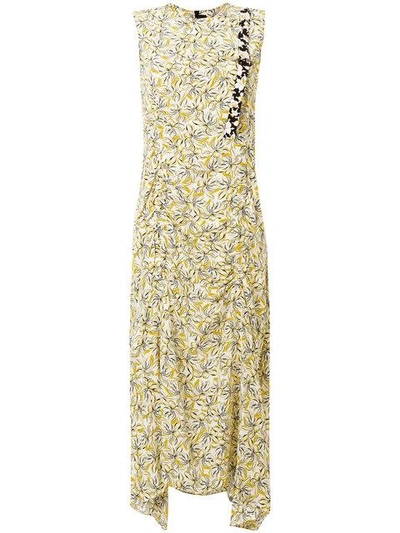 Joseph Floral Print Ruched Dress In Nude & Neutrals