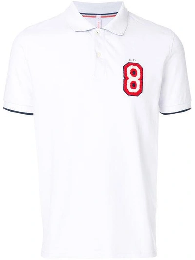 Sun 68 Number 8 Polo Shirt In White