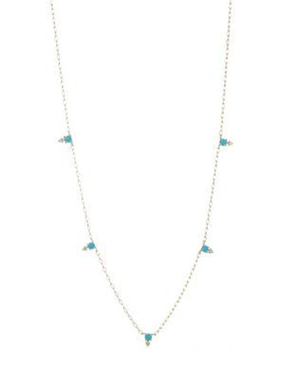 Ila Devere Turquoise & Diamond Necklace In Yellow Gold